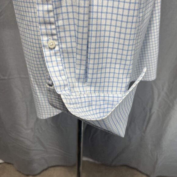 Twillory Shirt Mens 16 32/33 Blue/Wht Check Cuff Links Performance Tailored - Picture 6 of 12